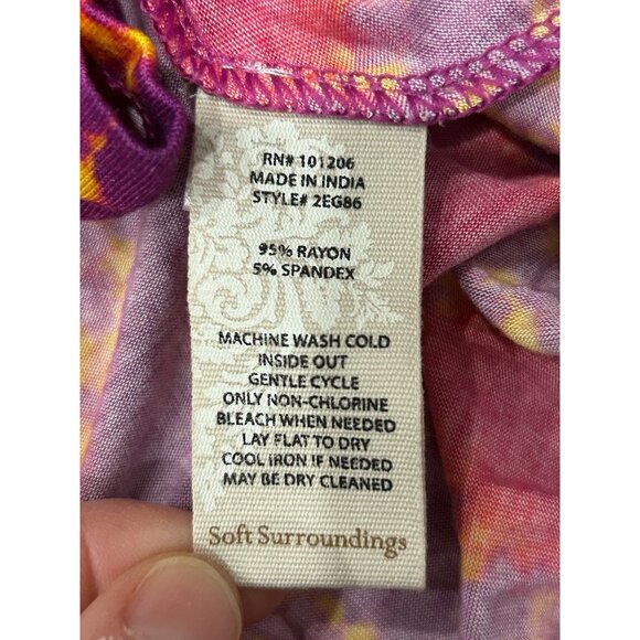 Soft Surroundings Womens Tie-Dye V-Neck Dress Red Purple Sz Large - Picture 6 of 8